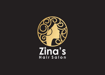 black woman Indian girl beauty logo design fashion salon hair 