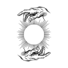 vector illustration of two hands concept