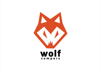 wolf fox mountain camping ground logo design