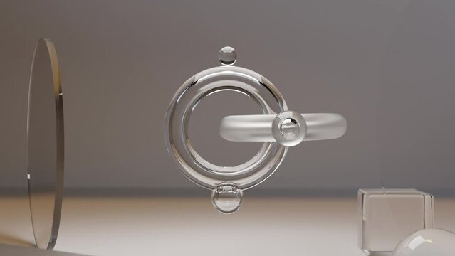 Seamless loop animation of two torus connected like chain links, oddly satisfying, Abstract background, Infinite Loop, 3d render