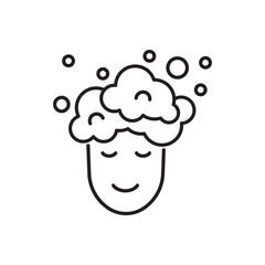 soaping the head, linear icon. Editable stroke