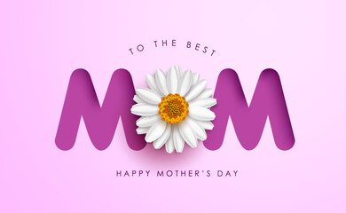 Happy mother's day vector background design. Best mom text with daisy flower elements for mother's day international celebration greeting card. Vector Illustration.
