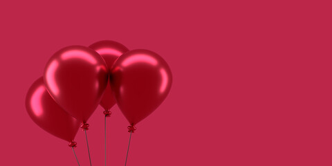 Shiny magenta balloons on a magenta background with space for text