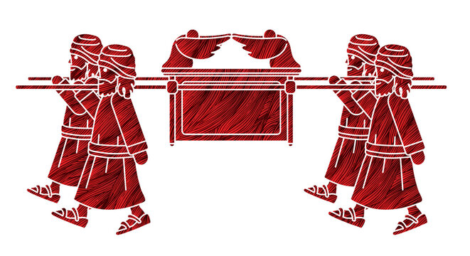 Group of Levi Carrying Ark of the Covenant Cartoon Graphic Vector 