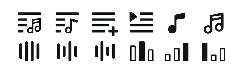 Music playlist icon set collection vector design