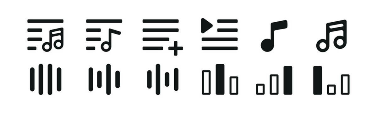 Music Playlist Icon Set Collection Vector Design