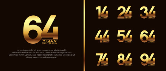 set of anniversary logo style golden color on dark background for special moment