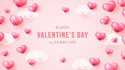 Happy Valentine's day banner template with hearts Premium Vector