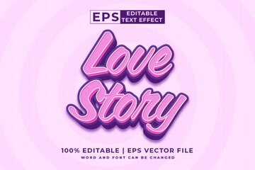 Editable text effect - Love Story 3d template style premium vector