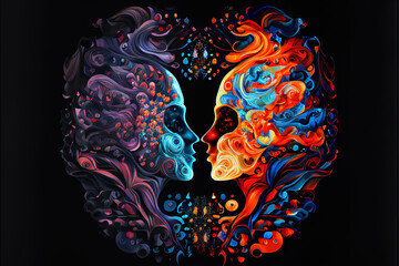 abstract background in the form of lovers, a symbol of Valentine's Day, feelings and emotions between lovers, a psychological portrait of a family concept