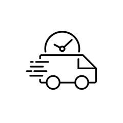 Fast shipping delivery truck. Line icon design. Vector illustration for apps and websites