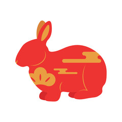 Red Chinese New Year rabbit on white background