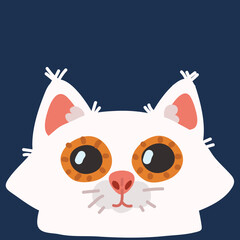 Cartoon vector illustration of Set of white cats face