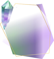 Fluorite, green and purple crystal gem border label