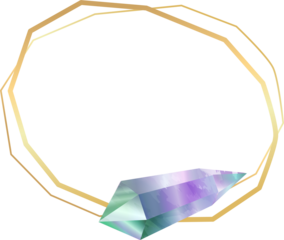 Fluorite, green and purple crystal gem border label