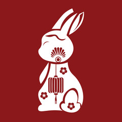 Chinese New Year bunny on red background