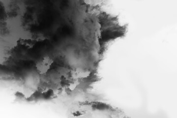 dangerous and dramatic cloud of black smoke after an explosion in the sky