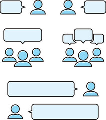 人物と吹き出しのシンプルアイコン　セット