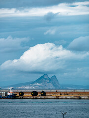 The Rock of Gibraltar, UK seen from the Spanish Exclave of Ceuta in North Africa