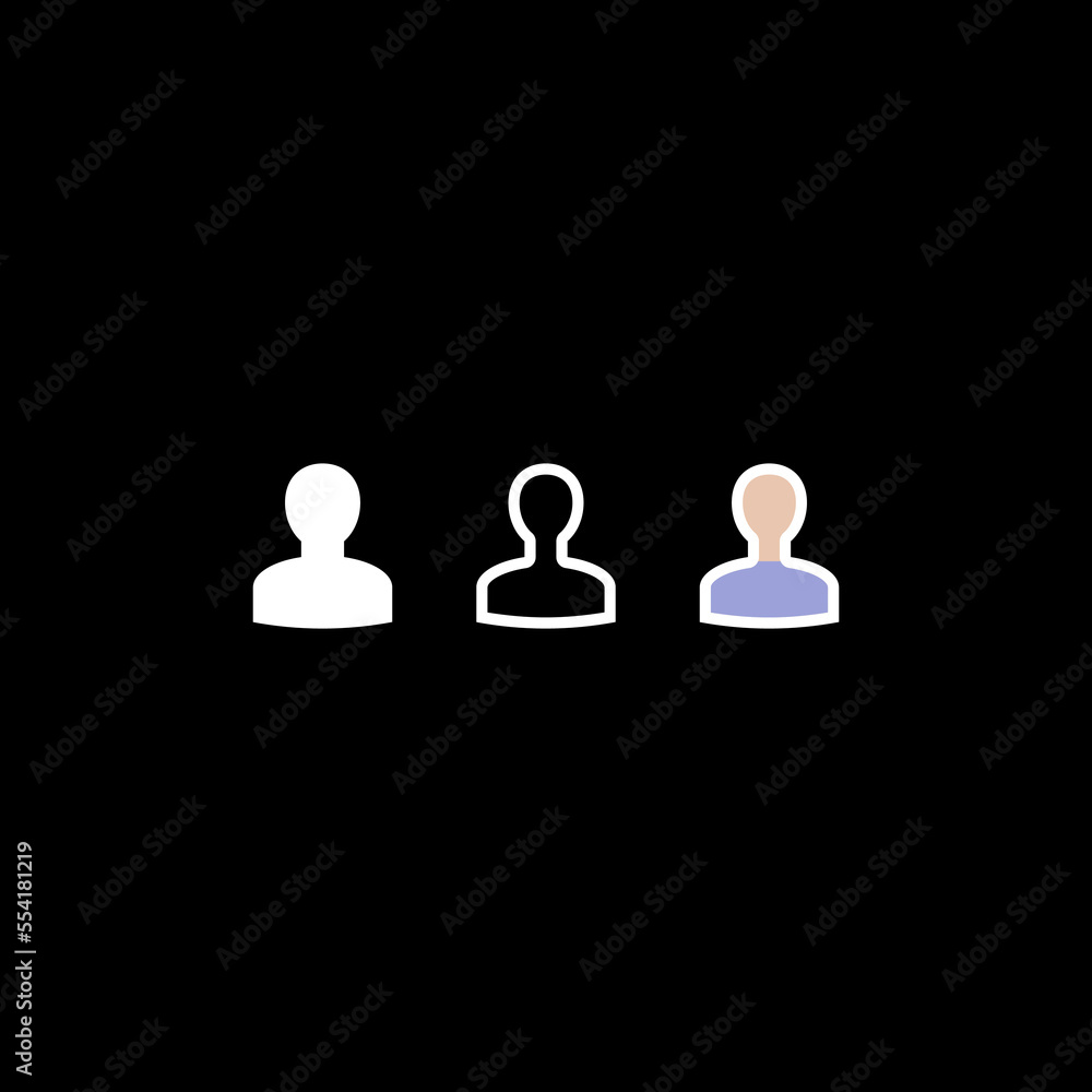 Aufkleber user avatar different style icon isolated on dark background