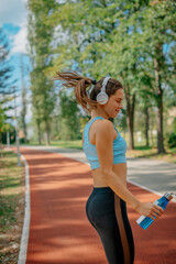 An attractive athlete dancing and spinning around