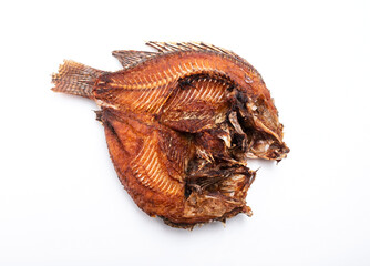 fried tilapia, freshwater fish isolated on white background