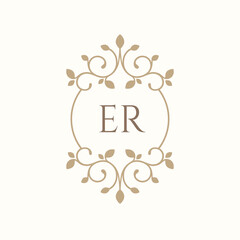  Decorative elegant frame monogram. Classic wedding decor.
