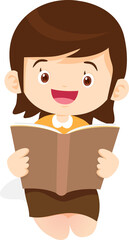 children reading books Cartoon Studying kid Reading Book While Sitting be happy