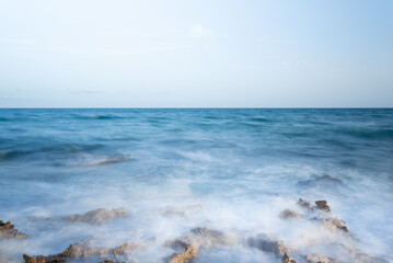 Long exposure of Mediterranean sea creating an effect of misty water.