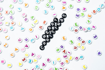 Merry Christmas colorful wording made with Colorful Alphabetical Beads