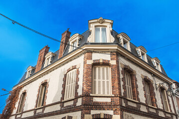 Antique building view in Dourdan, France