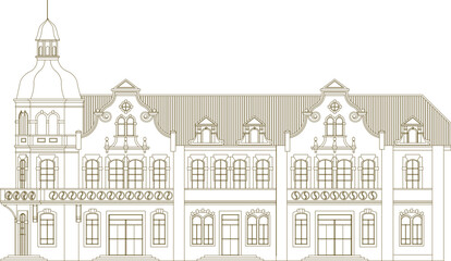 Fototapeta premium illustration of Medieval Classical Building T-shirt Decoration