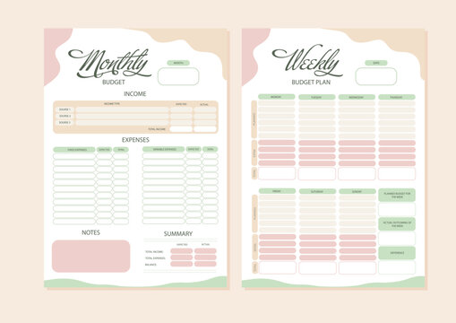 Monthly And Weekly Budget Planner