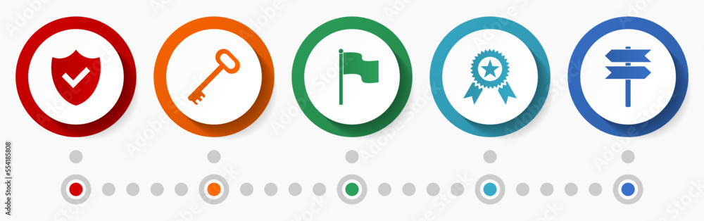 Poster Iinternet symbols vector icon set, flat design colorful buttons, infographic template