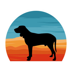 Bloodhound Dog Silhouette Retro Vintage Sunset Dog Lover Sticker Vector Illustration SVG EPS