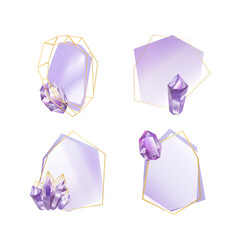 Decorative Speech Bubble, Frame, borders from hand drawn crystals and gems.