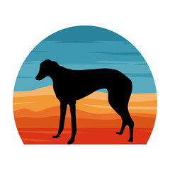 Old Danish Pointer Dog Silhouette Retro Vintage Sunset Dog Lover Sticker Vector Illustration SVG EPS