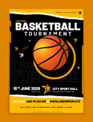 Modern basketball poster template with sample text