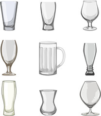 beer glass set cartoon. drink foam, alcohol cold, beverage lager, pub liquid, mug beer glass vector illustration