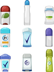 deodorant women set cartoon. beautiful hygiene, armpit care, female clean, freshness body, girl deodorant women vector illustration