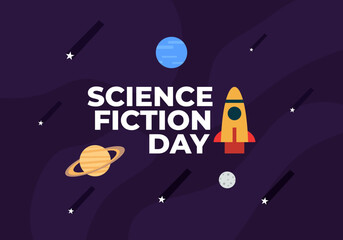 Science fiction day background banner poster celebrated on january 2nd
