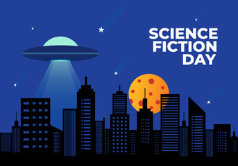 Science fiction day background banner poster celebrated on january 2nd © ngupakarti