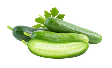 Cucumber with slice isolated on transparent png