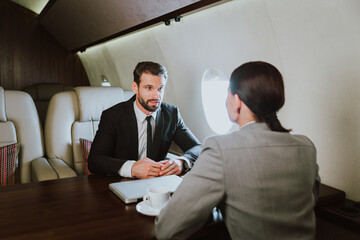Business team on the private jet