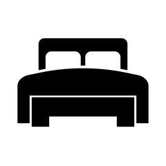 Fototapeta premium Double bed silhouette icon. Two person bed. Vector.
