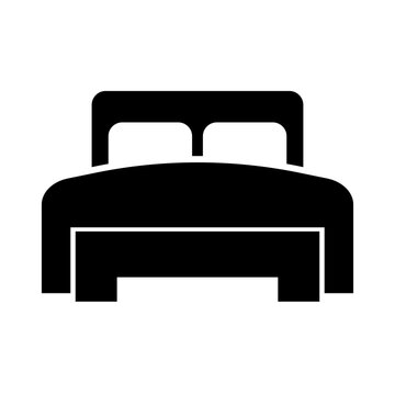 recommend clip art: Double bed silhouette icon. Two person bed. Vector.