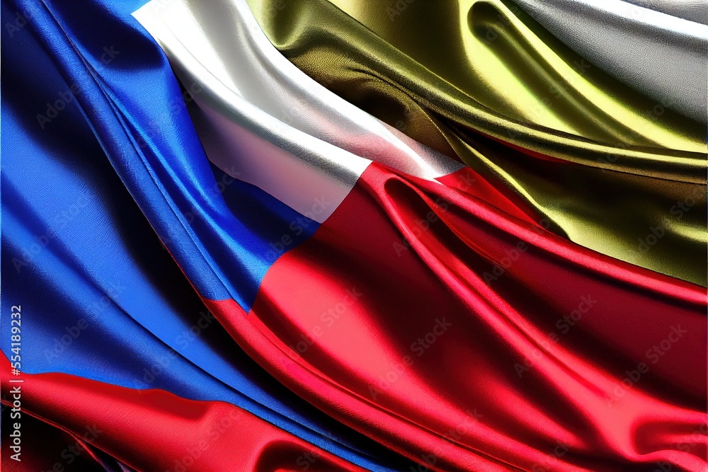 Poster 12-12-2022 riga, latvia a group of different colored silks with a blue background and a red one with
