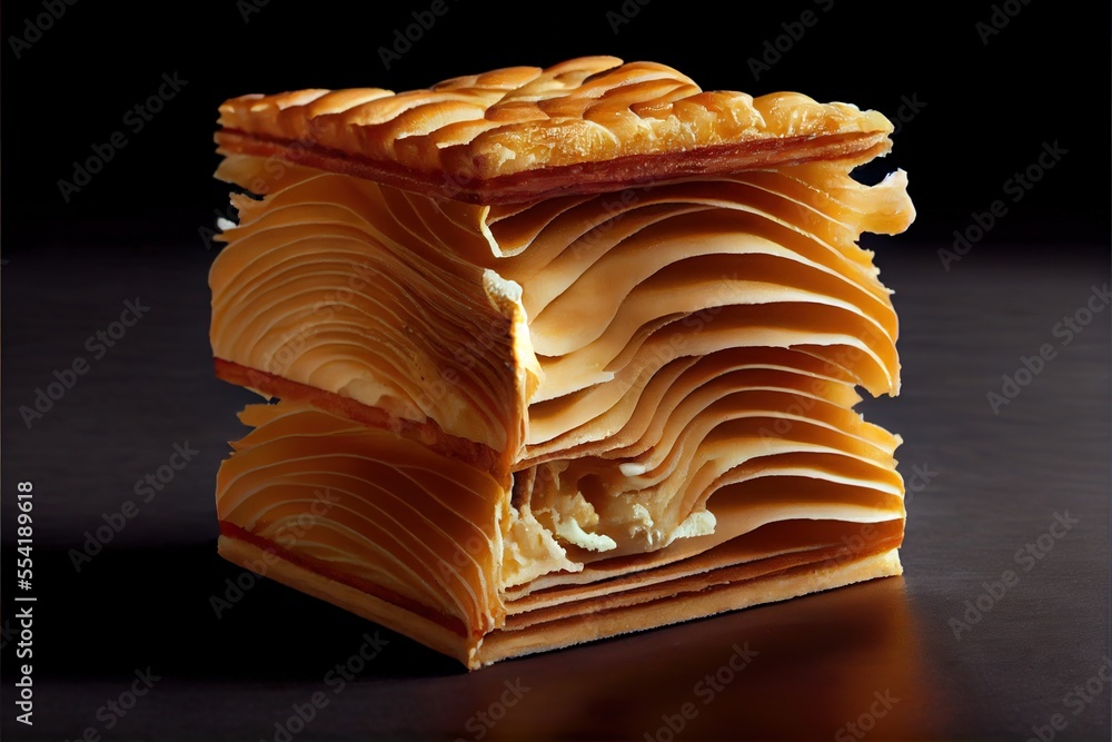 Poster 12-12-2022 riga, latvia a stack of food that is on a table with a black background and a black backg