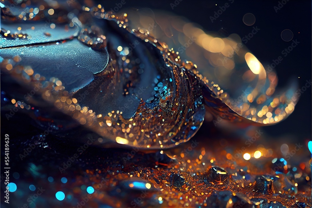 Poster 12-12-2022 riga, latvia a close up of a shiny object with water droplets on it's surface and a blue 