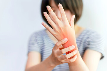 Women's wrist pain from using the hands to work repetitively for a long time or from general...